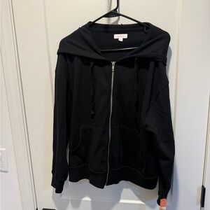 Colsie Black Fleece Zip-Up Jacket